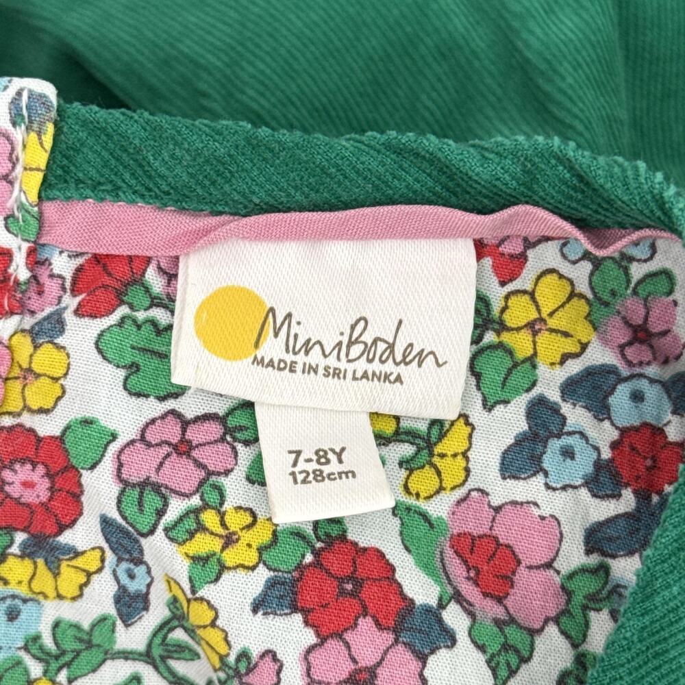 Mini Boden Dress Girls 7-8Y Corduroy Ruffle Sleeve Heart Pockets A-Line Green - Picture 3 of 10